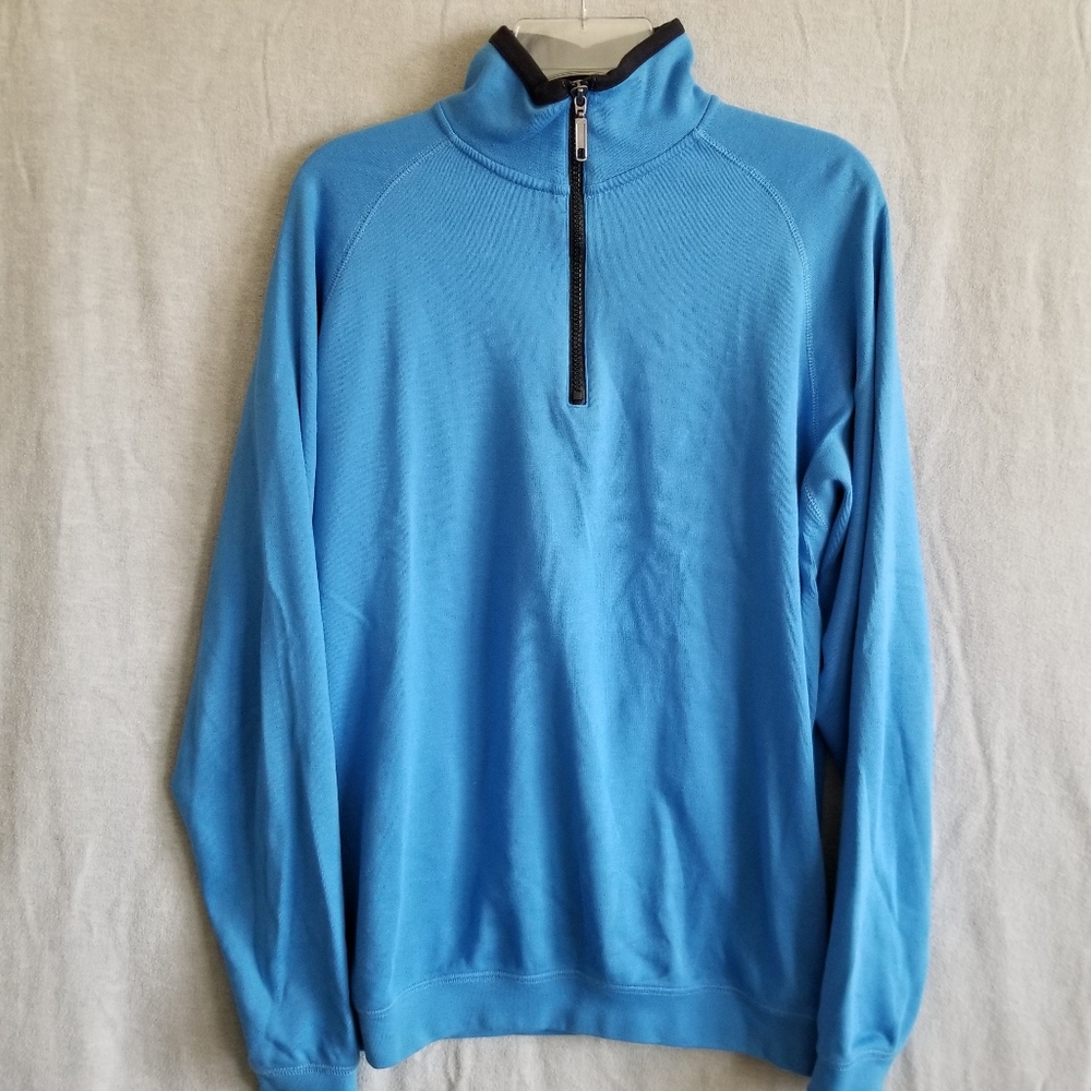 Boston Traders Mens Large PIMA Cotton 1/4‎ Zip Pullover Sweatshirt Blue